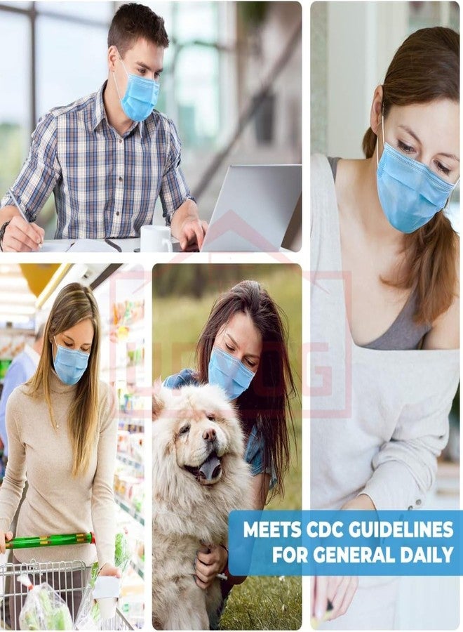 UPYOG [Pack of 100] Single Use Disposable Blue Face Mask, Soft on Skin, 3-ply Masks Facial Cover with Elastic Earloops and Nose Clip Great For Home, Office, School, and Outdoors - Image 5